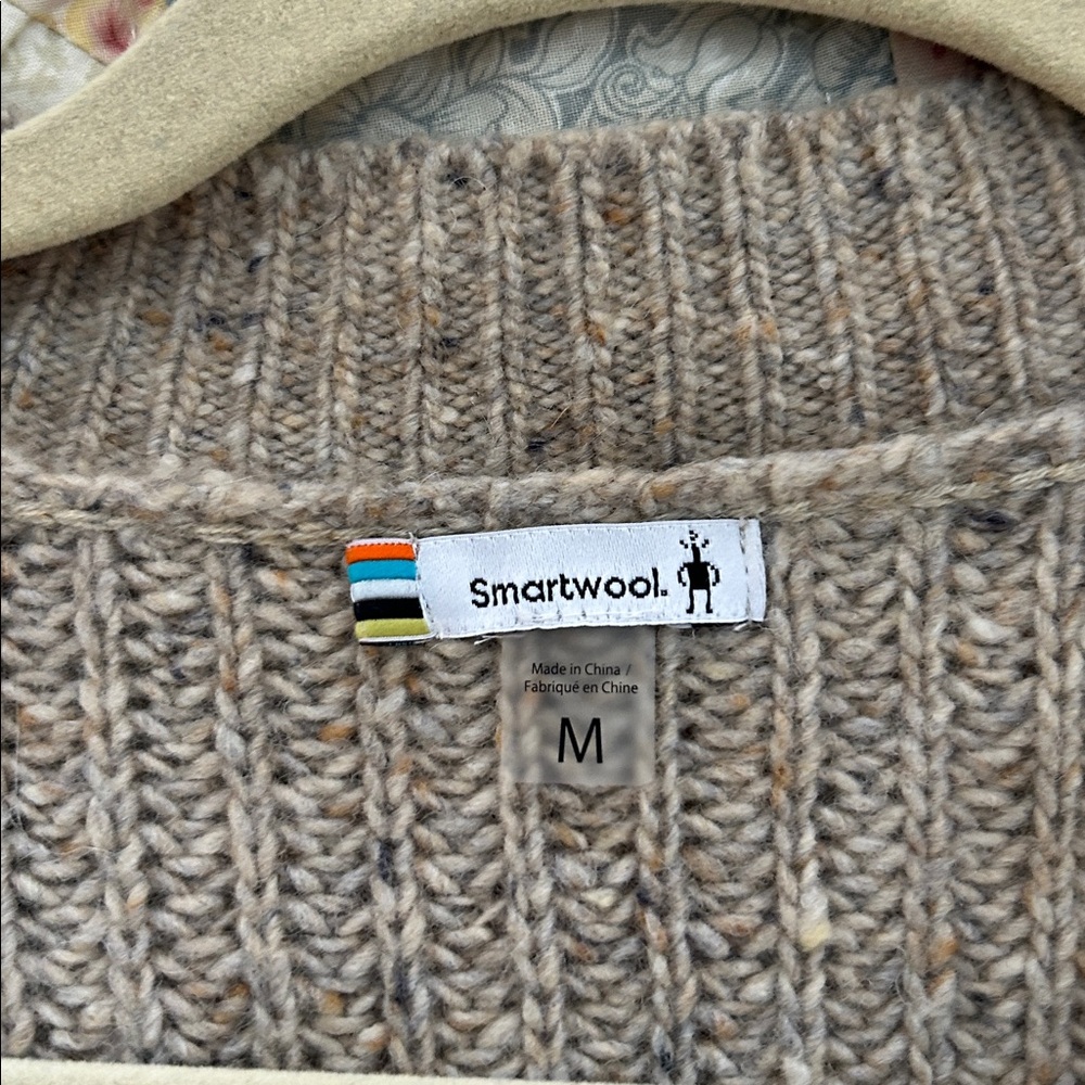 Smartwool Cropped Taupe Ribbed Button-Front Cardigan - Picture 2 of 4